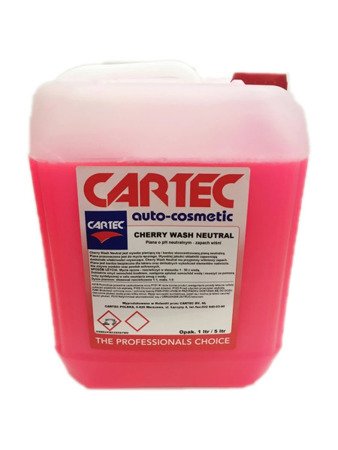 CARTEC Cherry Wash 5L Neutralna Piana Aktywna Szampon Do Mycia Samochodów o Zapachu Wiśniowym Bezpieczna dla ceramiki